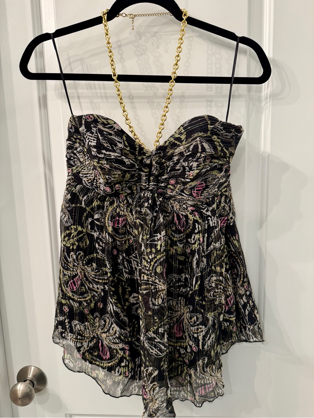 Express Women's Black Printed Chiffon Cami Top